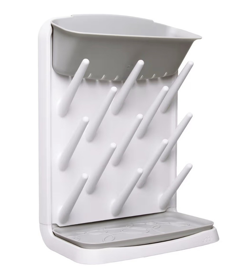 Ubbi Vertical Baby Bottle Drying Rack Space Saving Countertop Organizer Gray