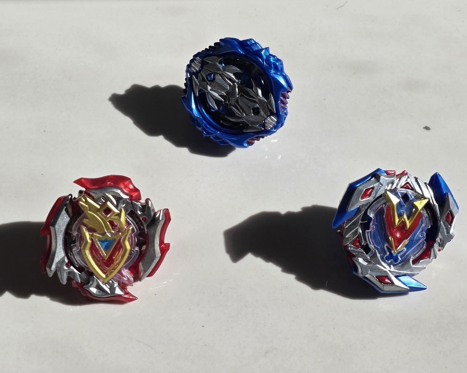 Beyblade Spinning Tops Lot of 3 Red Blue Silver Ages 4-7 8-11 Years