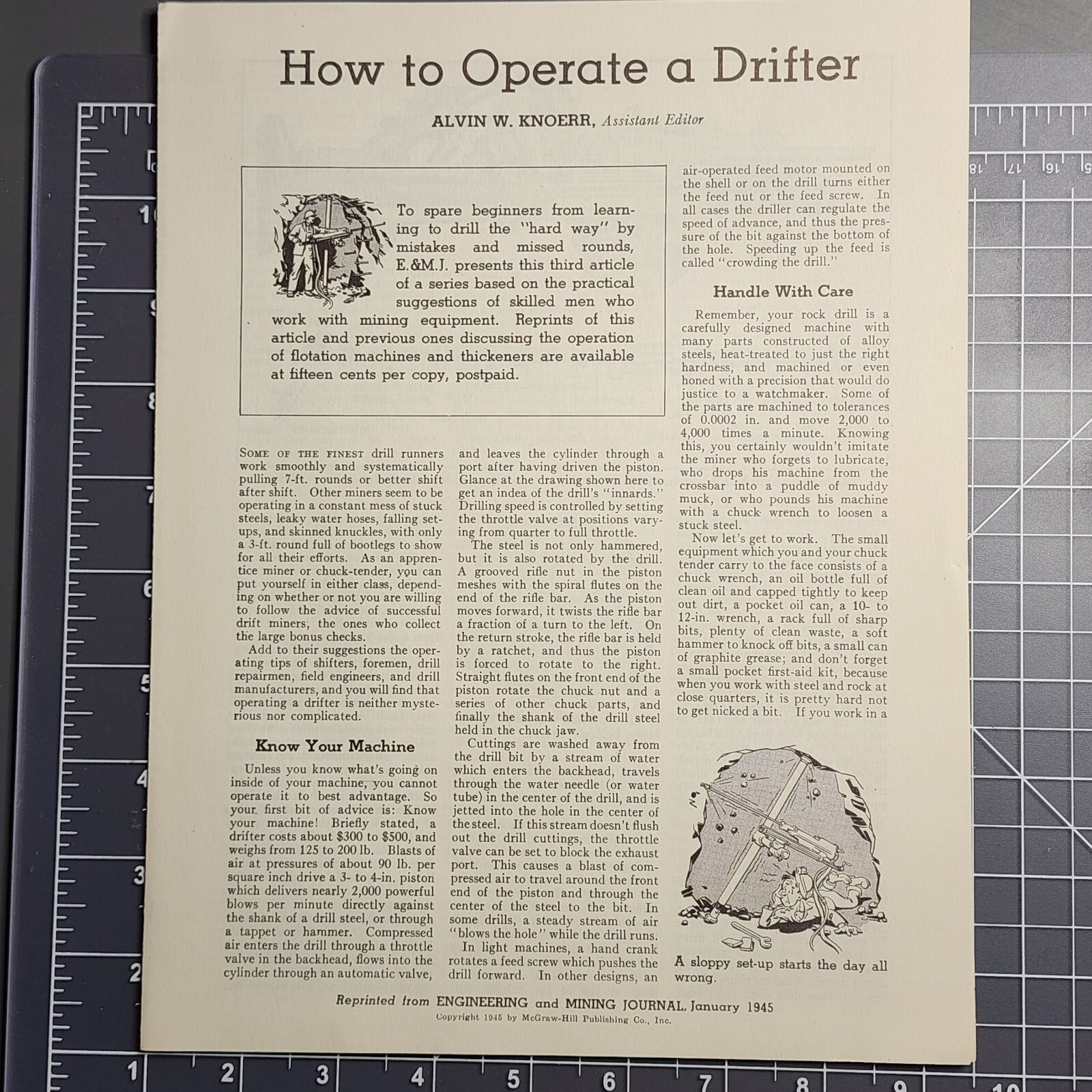 1945 Engineering Mining Journal 'How to Operate a Drifter' Booklet