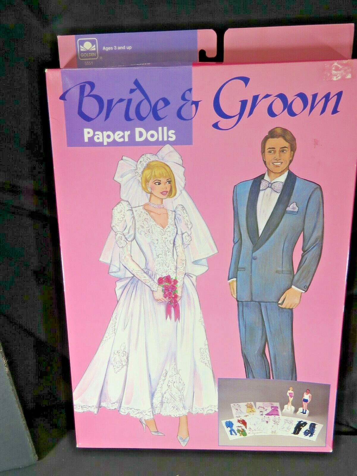 Vintage Bride & Groom Paper Dolls Golden Original Box Uncut Paperdolls B1991
