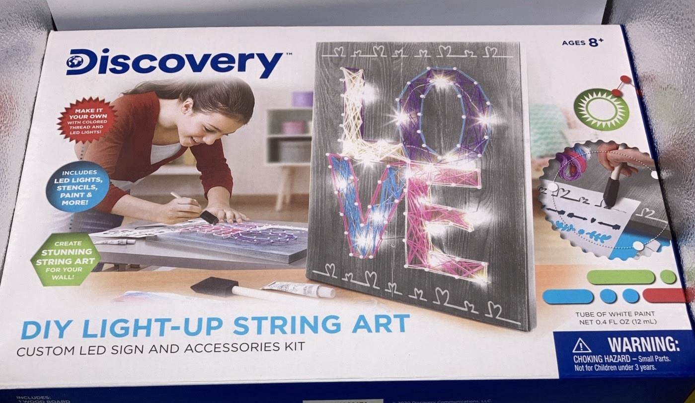 Discovery Kids Age 8+ DIY Art Craft Set Kit LED Light Up String ART! Gift Ideas