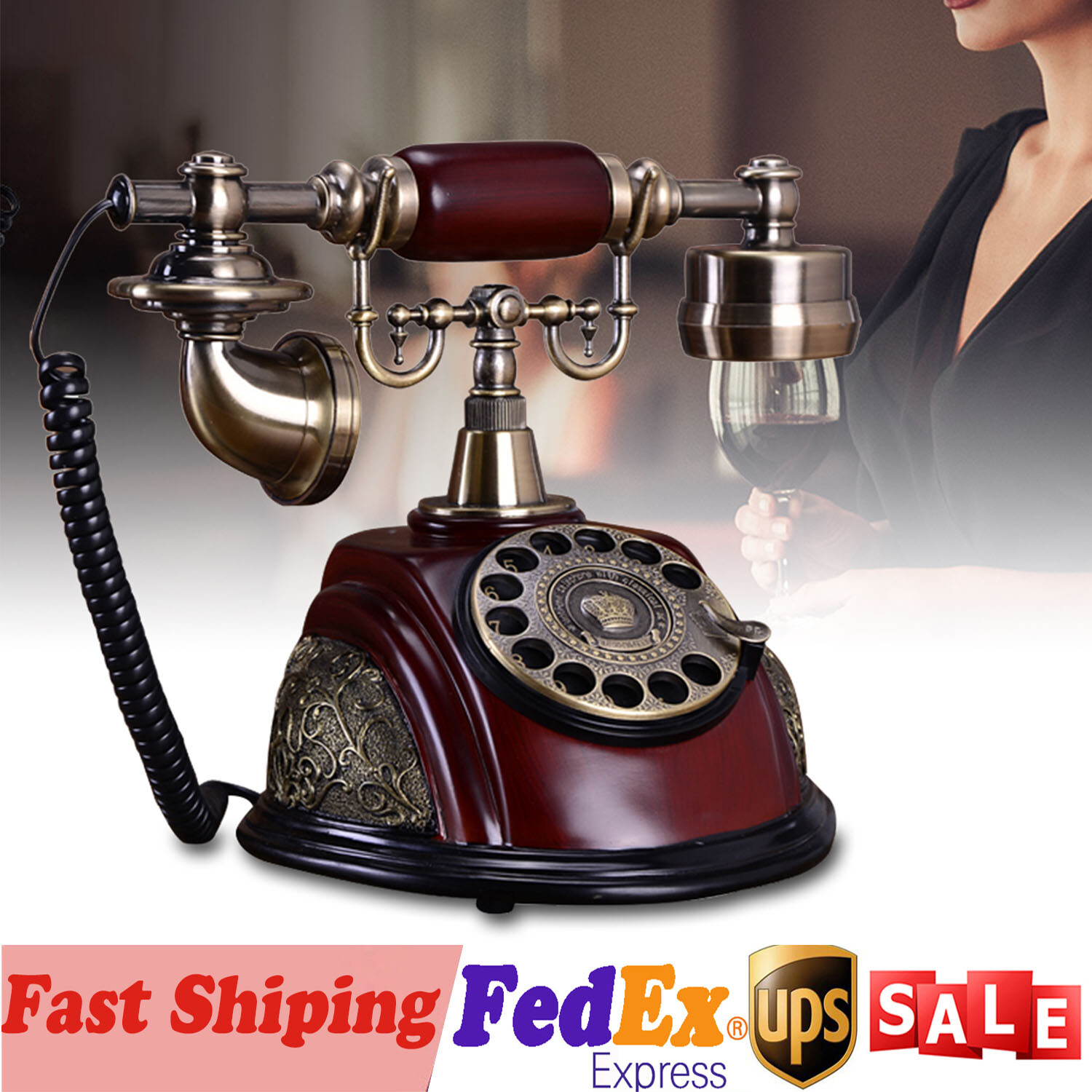 Vintage Antique Telephone Rotary Dial Working Telephone European Style Ceramic