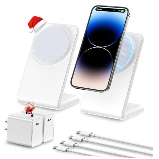 2 Pack MagSafe-Compatible Charger Stand with 20W USB C White 2-in-1 2 Pack