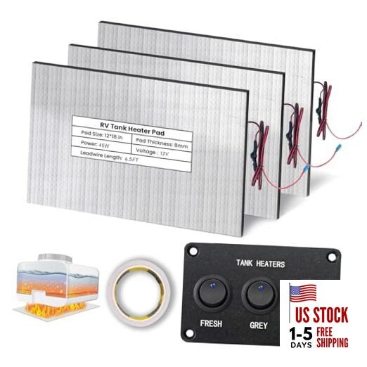 3 Pack RV Water Tank Heating Pad 12V/13.5V, 12"x18" RV Tank Heater Pad 3 PACK