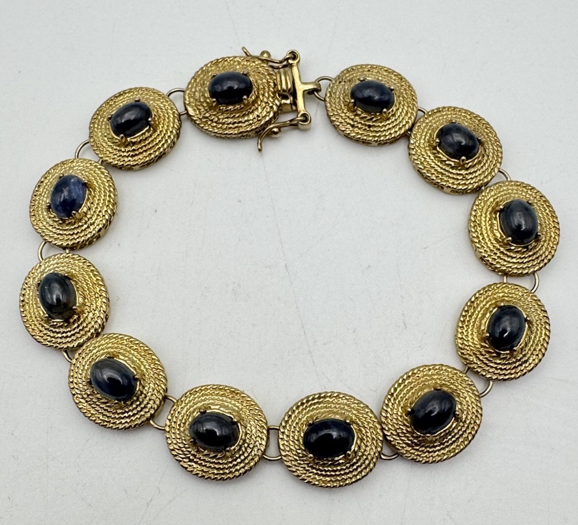 Beautiful Ladies Textured Vermeil Sterling Silver Gemstone Bracelet 8 1/4”