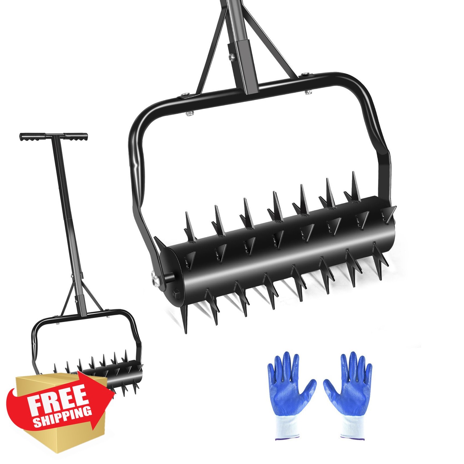 Seeutek Rolling Lawn Aerator - Manual Soil Penetrator Tool