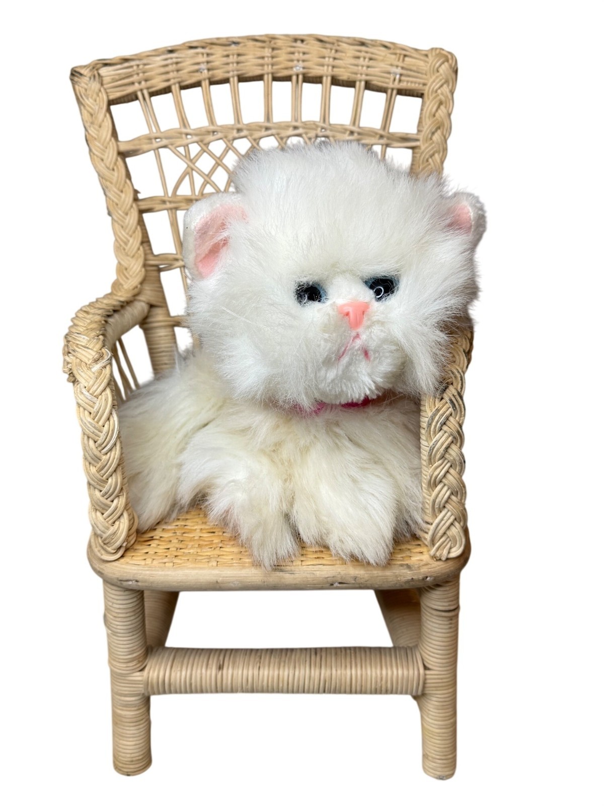 Vintage 1993 Tyco Kitty Kitty Kittens Purring White Persian Plush Cat Blue Eyes