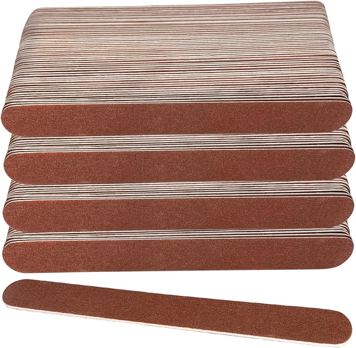 100 Pcs Wooden Nail Files, 7 Inches Emery Board Nail File for Nature Nails