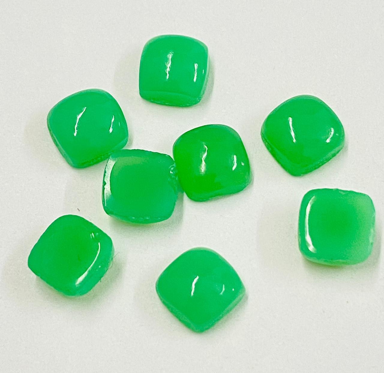 Green Chrysoprase Cushion Green Cabochon Flat Back Loose Gemstone (5MM TO 15MM)