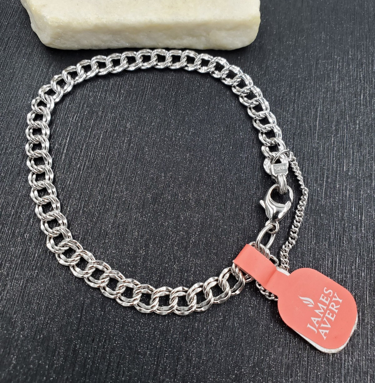 James Avery 925 Sterling Silver Medium Double Curb Charm Bracelet - 6 3/4"