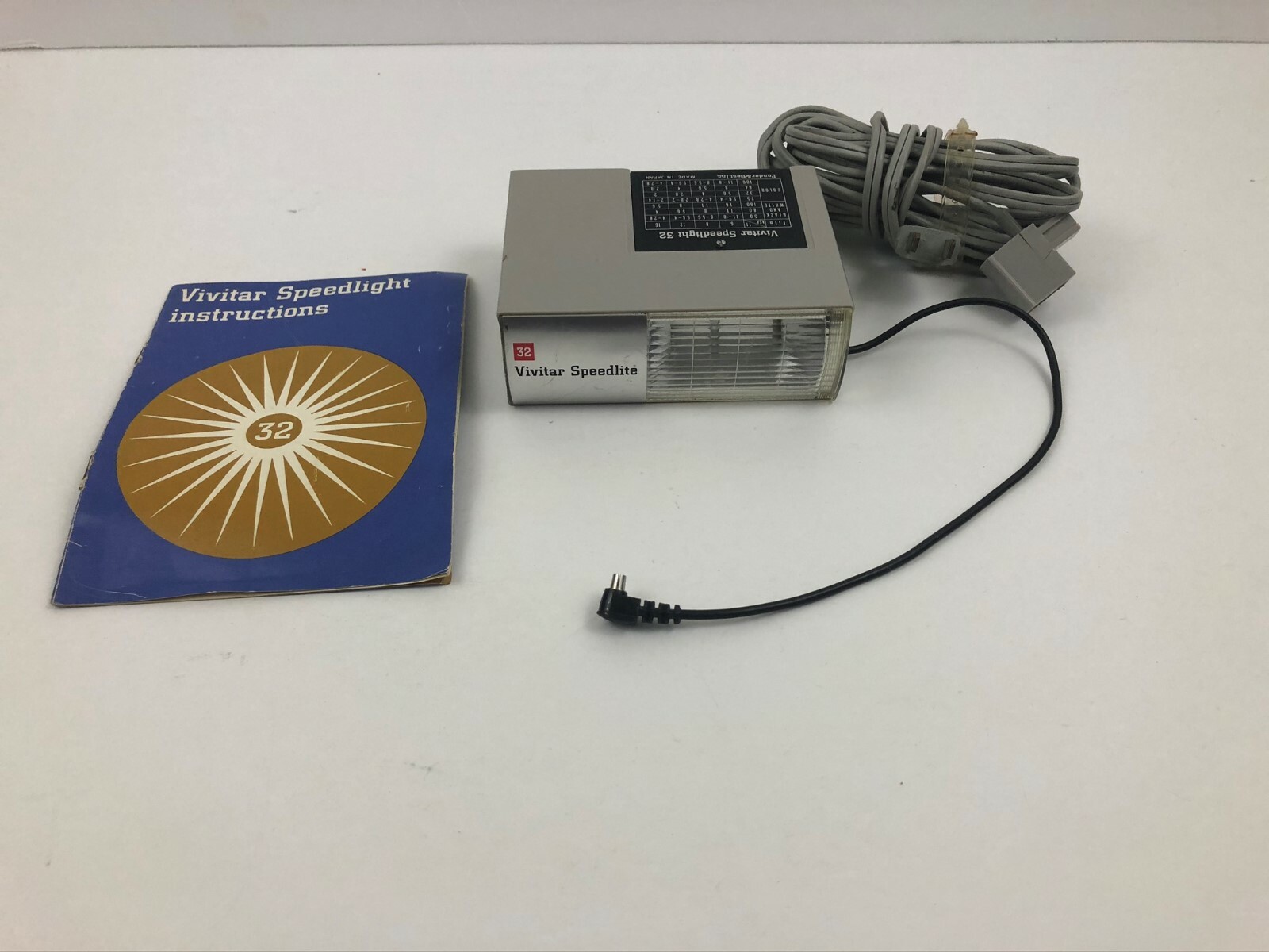 Vivitar Electronic Flash Unit Speedlight 32 Photography Cord Instruction Vintage