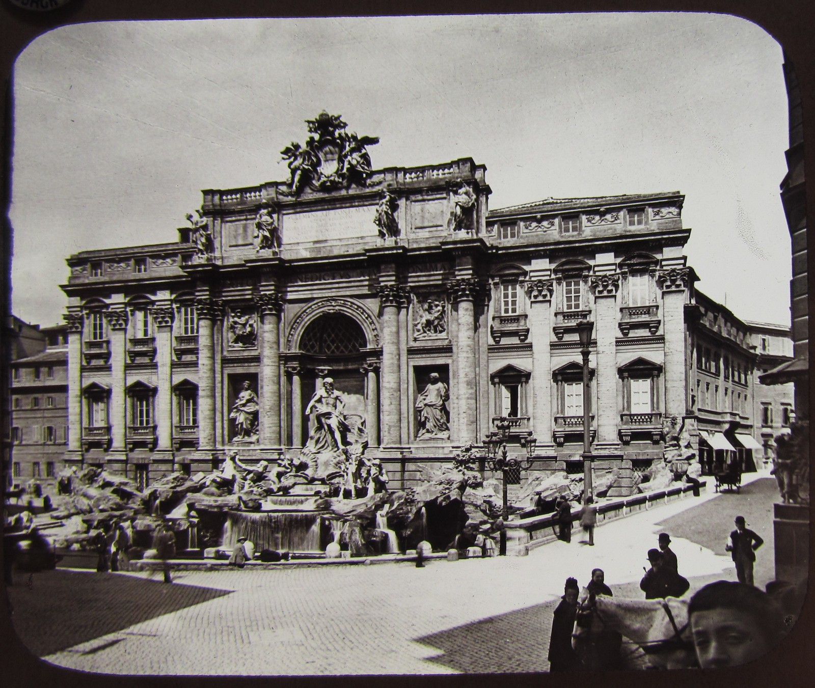 Glass Magic Lantern Slide THE TREVI FOUNTAIN C1890 ITALY ROME PHOTO ROMA