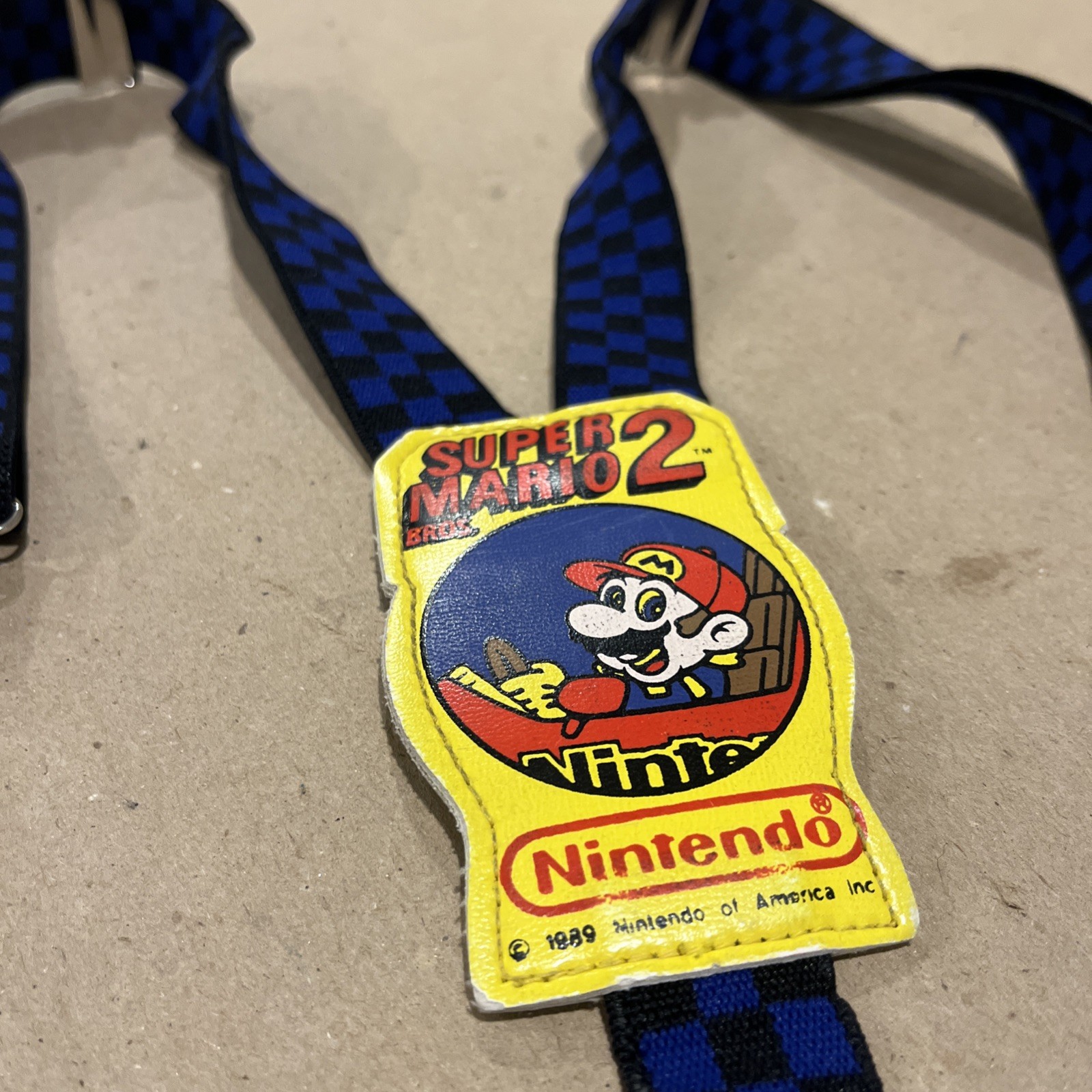 Super Mario Bros. 2 Vintage 1989 Nintendo Youth Suspenders / Blue And Black