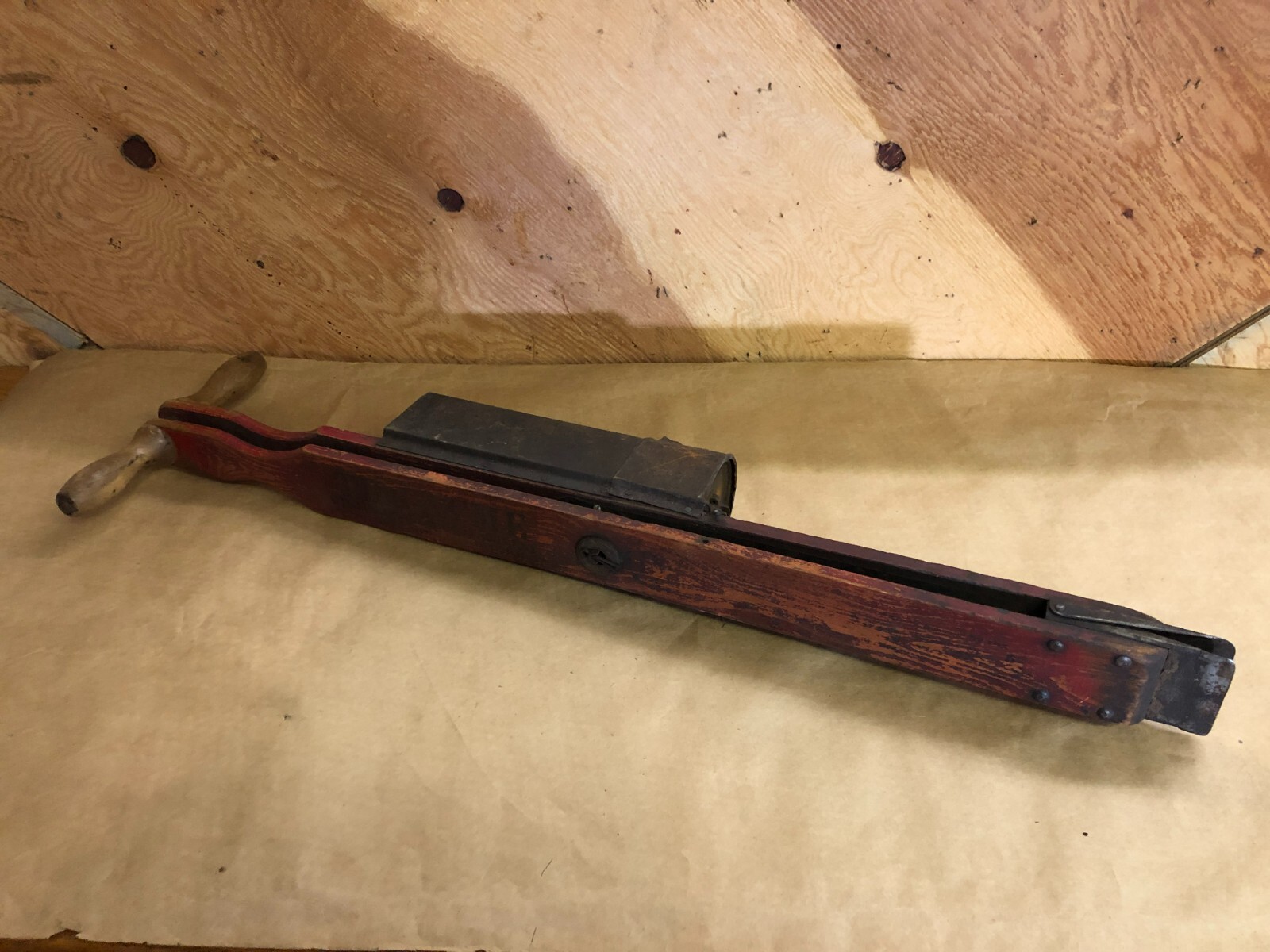 Old Antique Vintage Red Acme Single Hopper Hand Walking Corn Planter Garden Farm