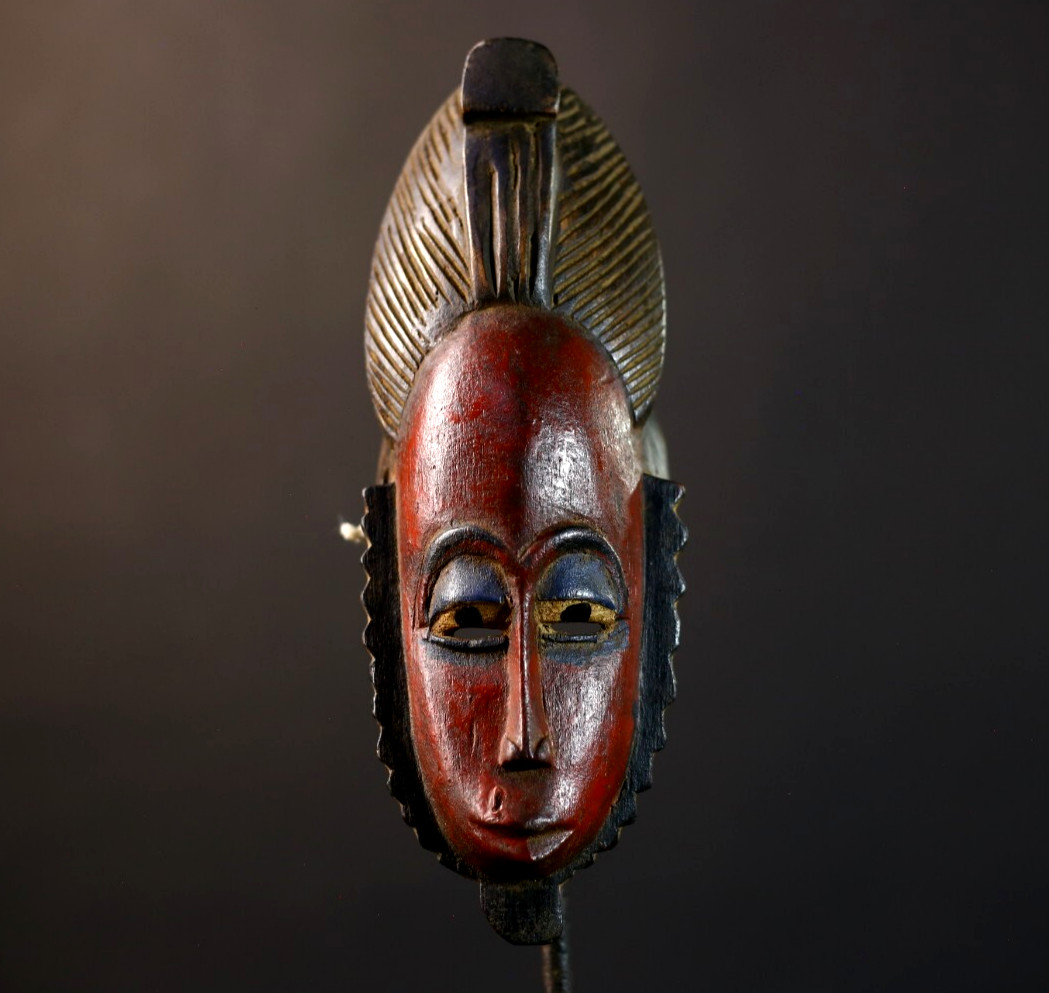 African Tribal Mask Hand-Carved Wood Wall Display Art-G5234