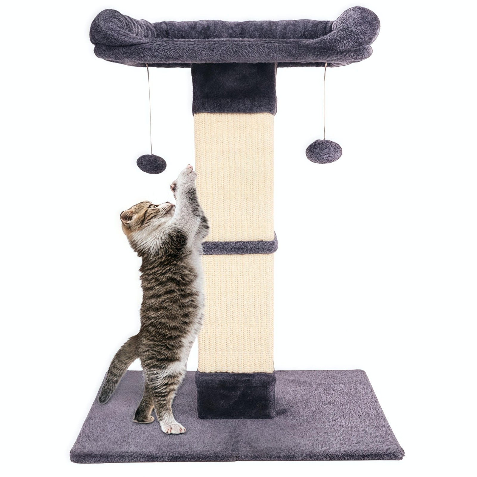 34" cat scratching post for indoor cats sisal scratcher with plush perch and