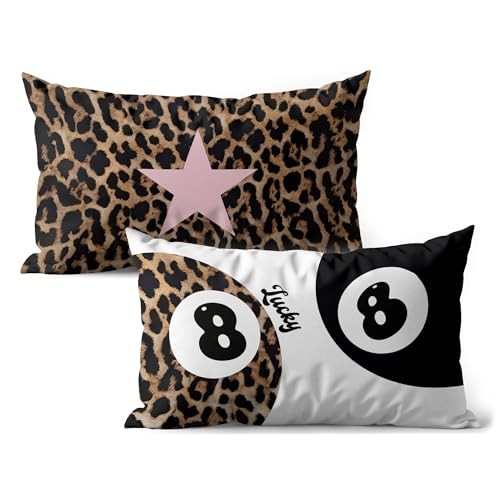 Trendy Funky Cheetah Y2K 8 Ball Pillow Covers 12x20 Set of 2,Fuunky Leopard 19