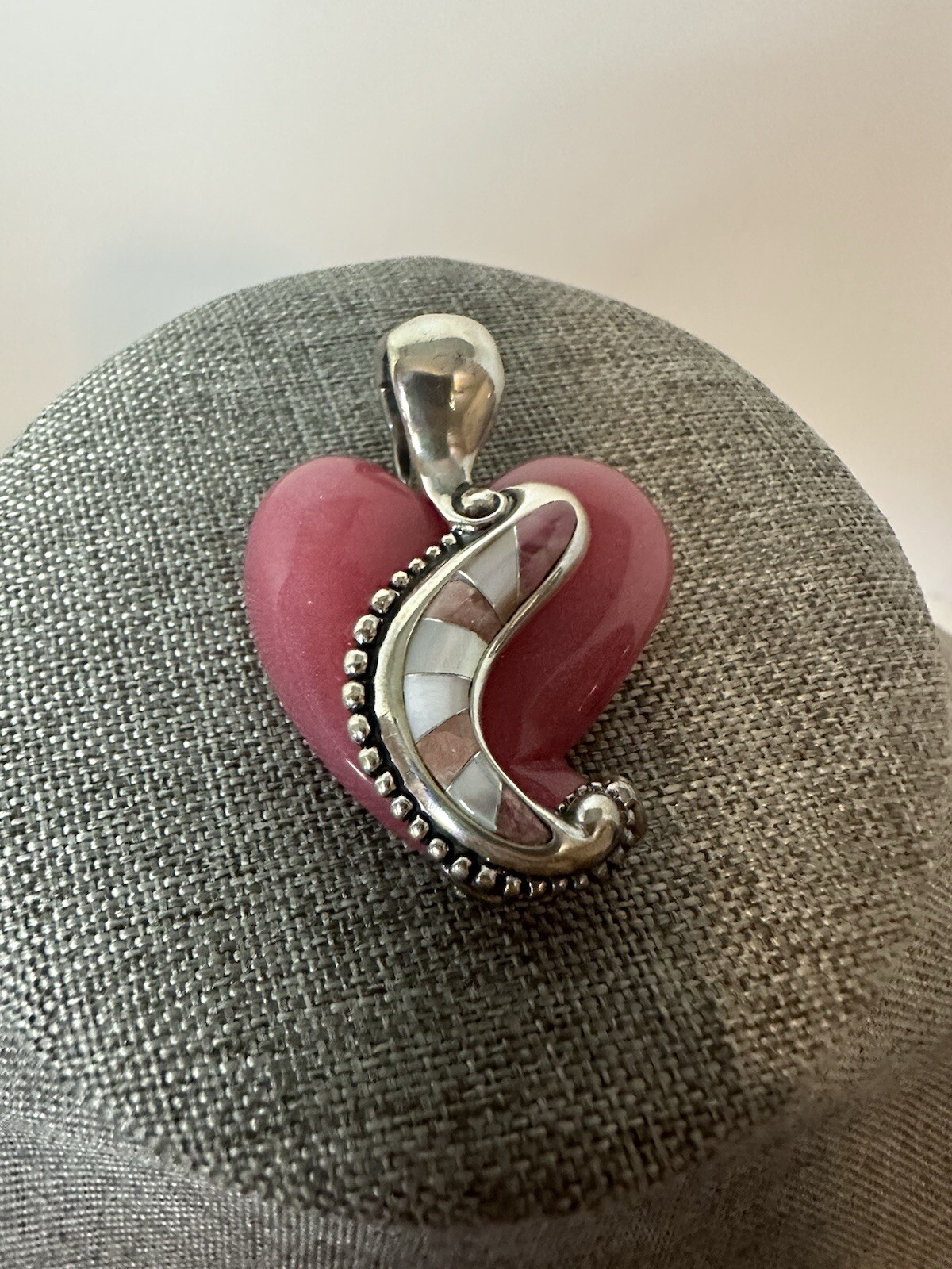 Carolyn Pollack Relios Sterling Silver Rhodonite & MOP Enhancer Pendant