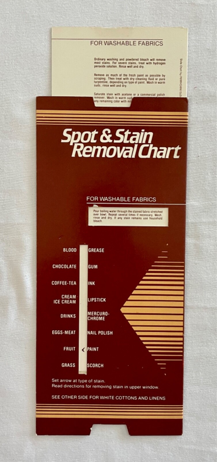 VTG "Slide Rule' Spot & Stain Removal Chart..1984