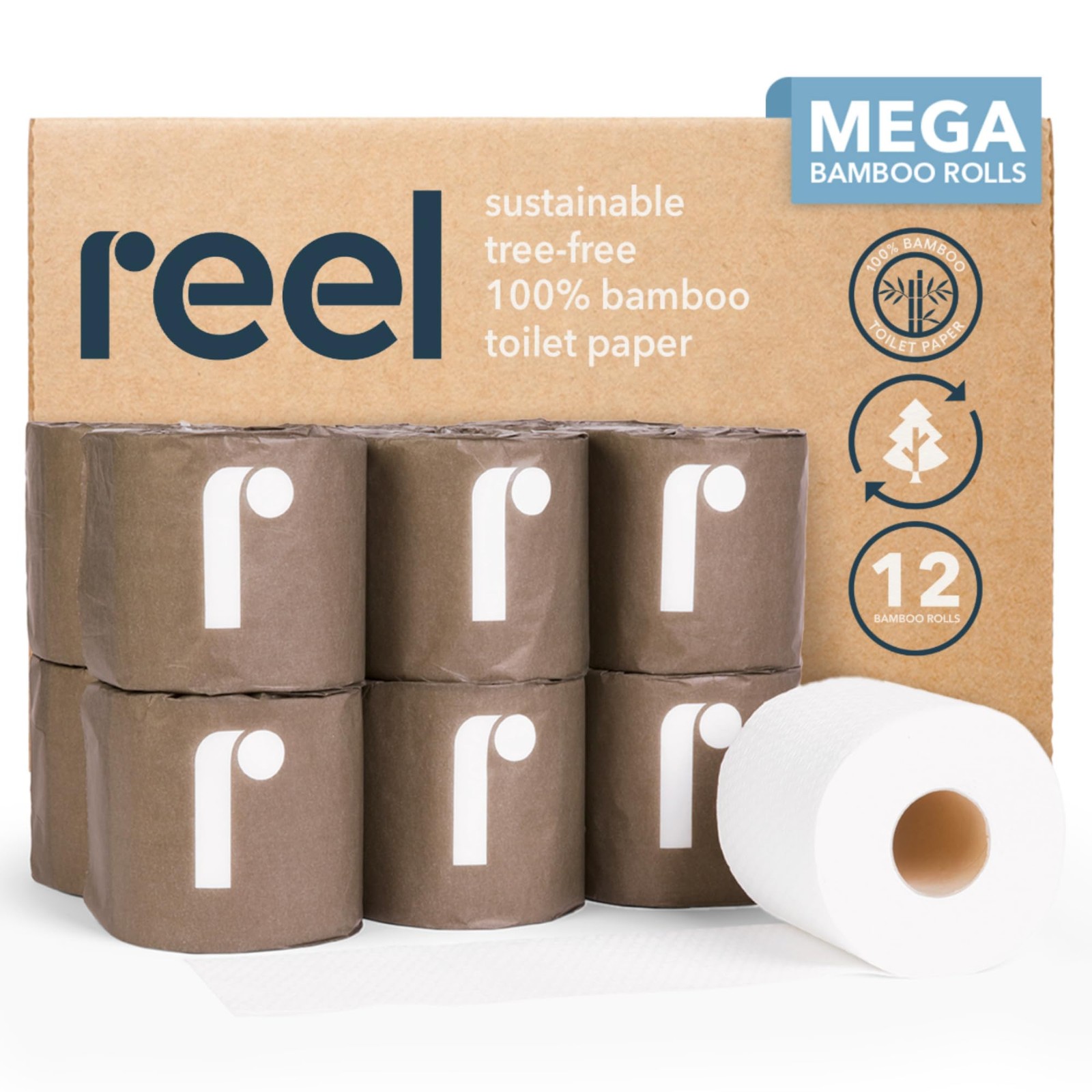 Reel 3Ply Soft and Strong Bamboo Toilet Paper  12 Rolls  ToxinFree, TreeFree,...