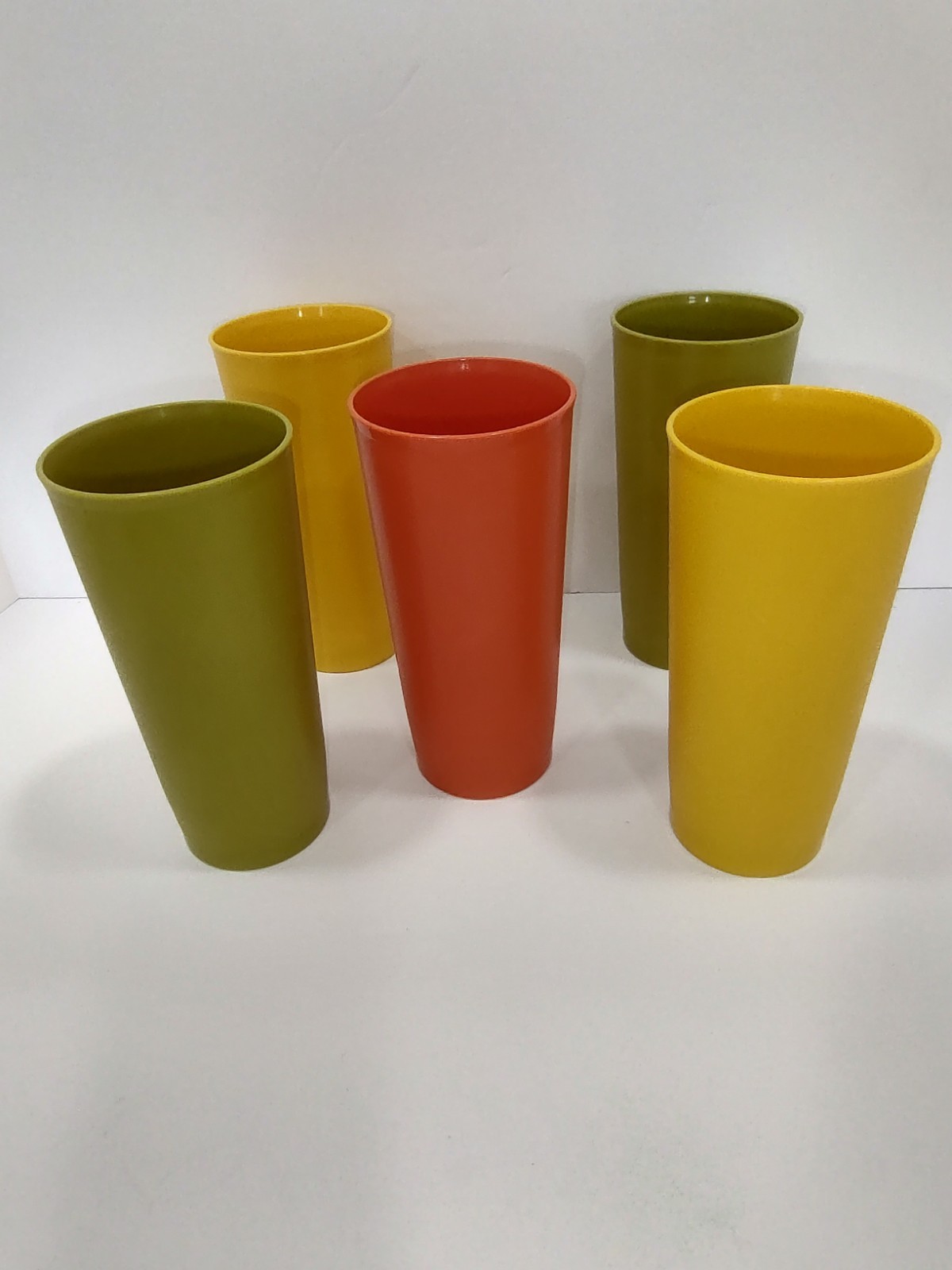 Set Of 6 Vintage Tupperware # 1348 Tumblers Cups Harvest Colors Stackable 12 oz