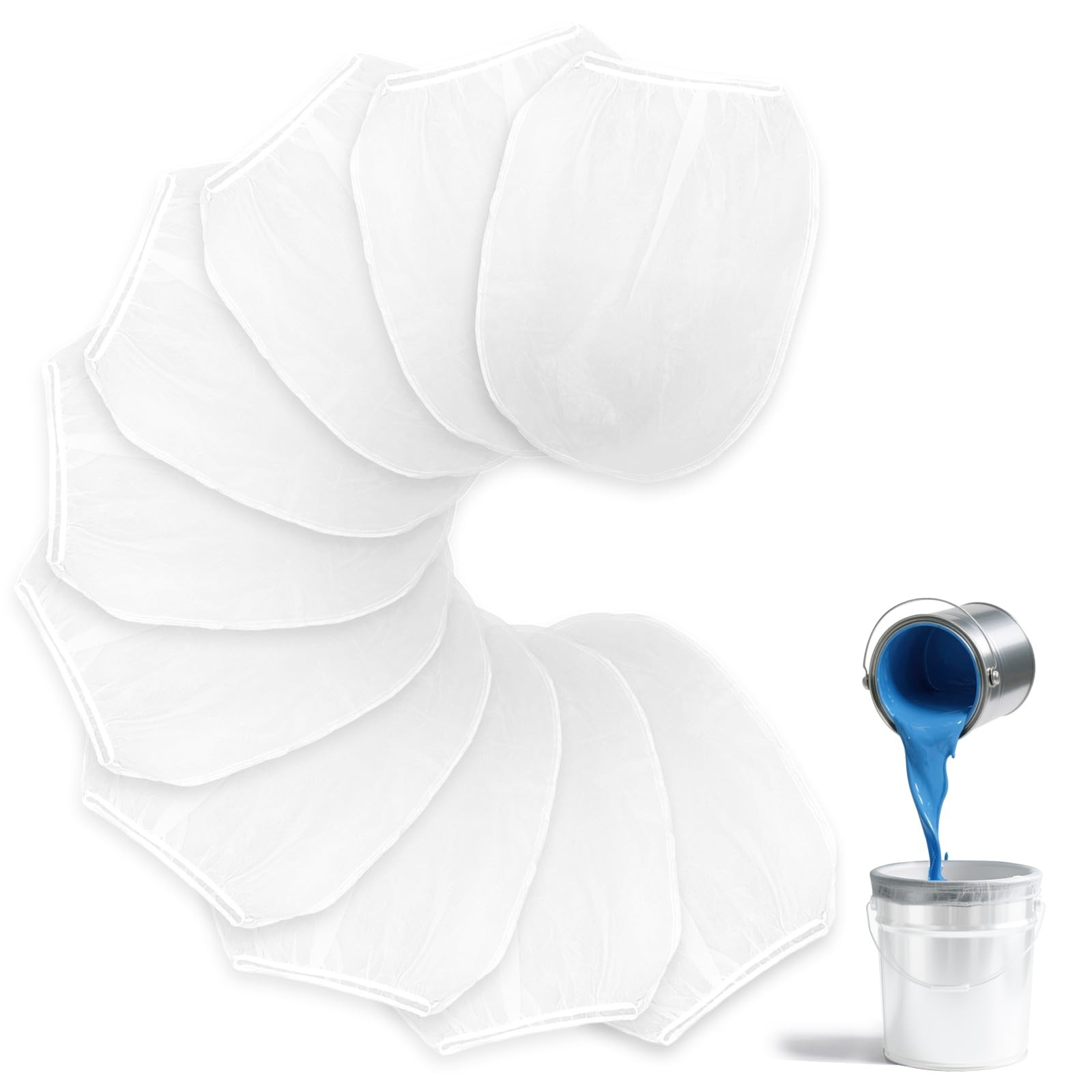 Cpomieni 10 PCS Paint Filter Bags, 5 Gallon White Fine Mesh Strainer Bags, El...