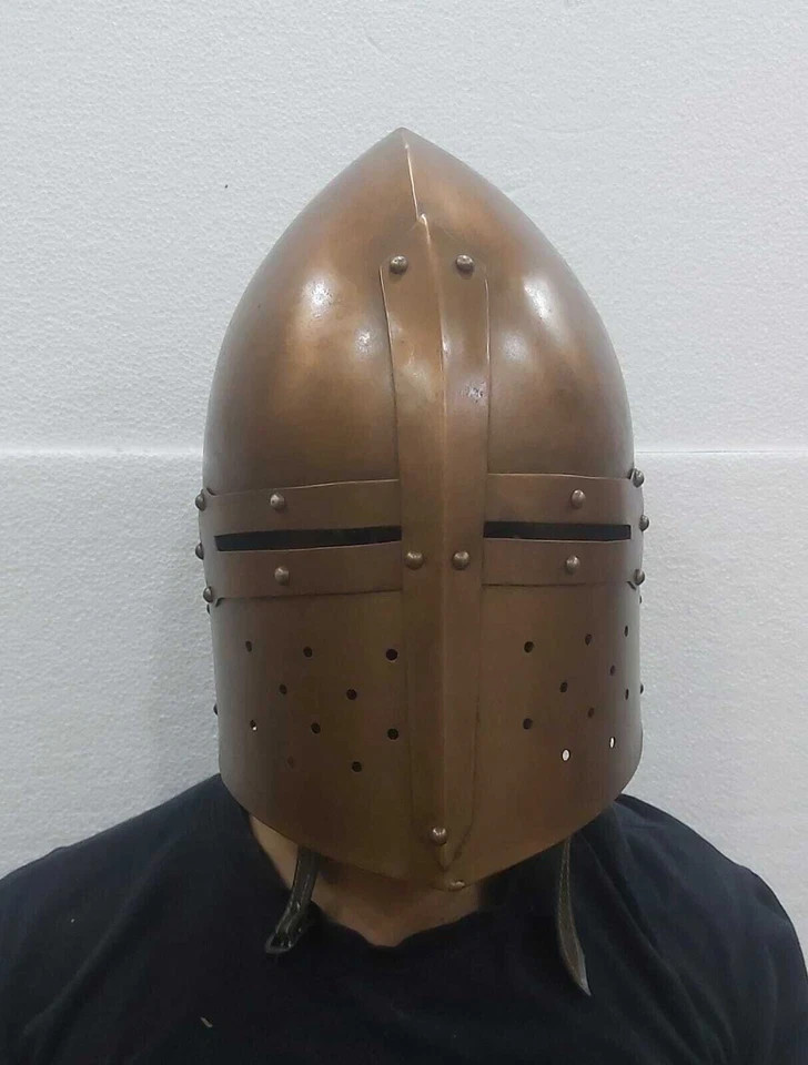 Adult Size Medieval Crusader Knight Helmet Steel Two-Tone Armor Replica