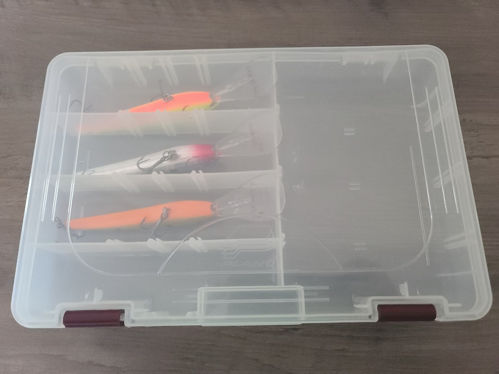 Plano 3650 Fishing Tackle Box Clear Case Dividers Made in USA w/3 Rapala Lures