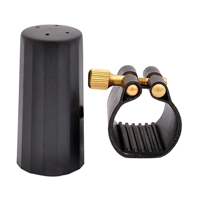 Saxophone Mouthpiece Cap & Leather Ligature Clip for Professional Beginner