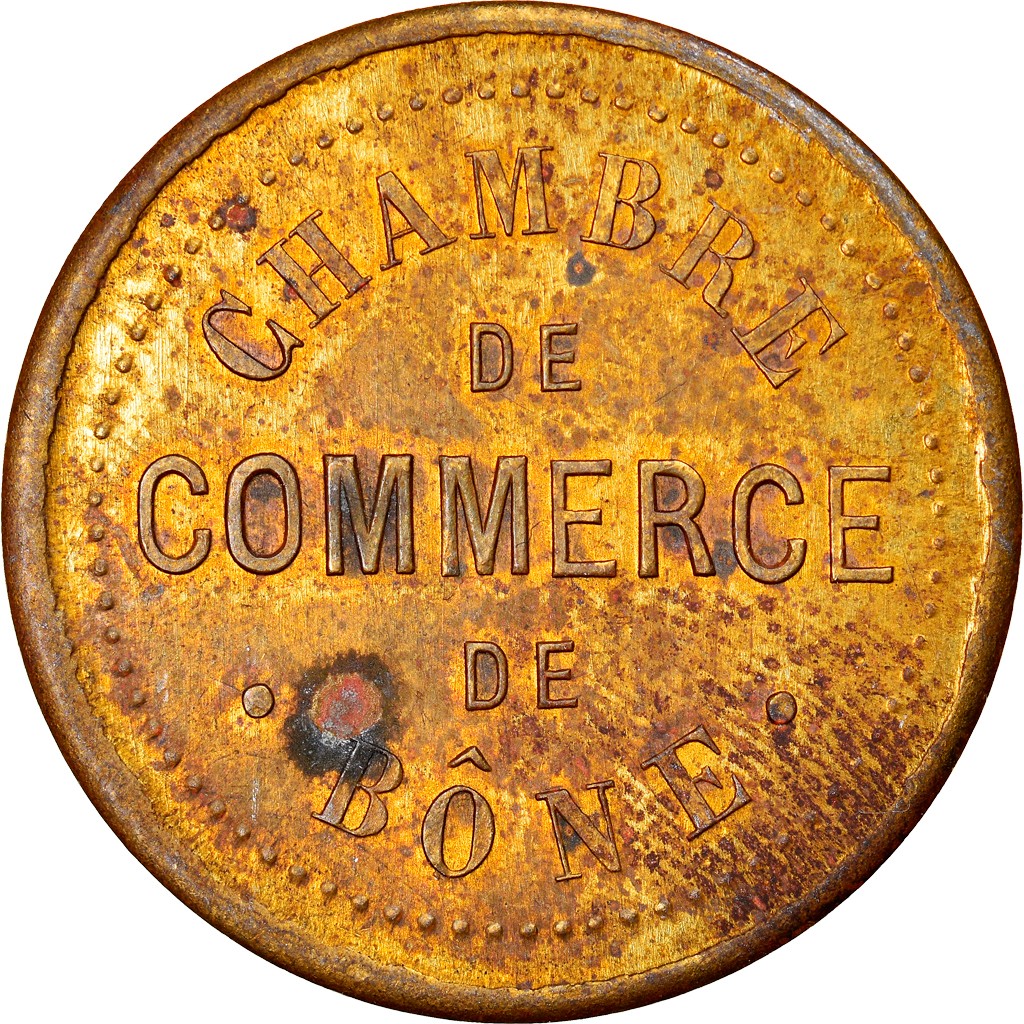 [#877119] Coin, Algeria, Chambre de Commerce, Bône, 5 Centimes, ESSAI, VF, Br, a