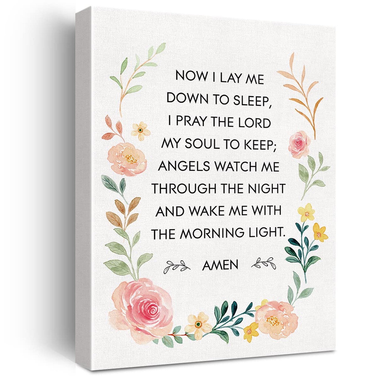Bedtime Prayer Canvas Wall Art Motivational Christian Child's Prayer Canvas P...