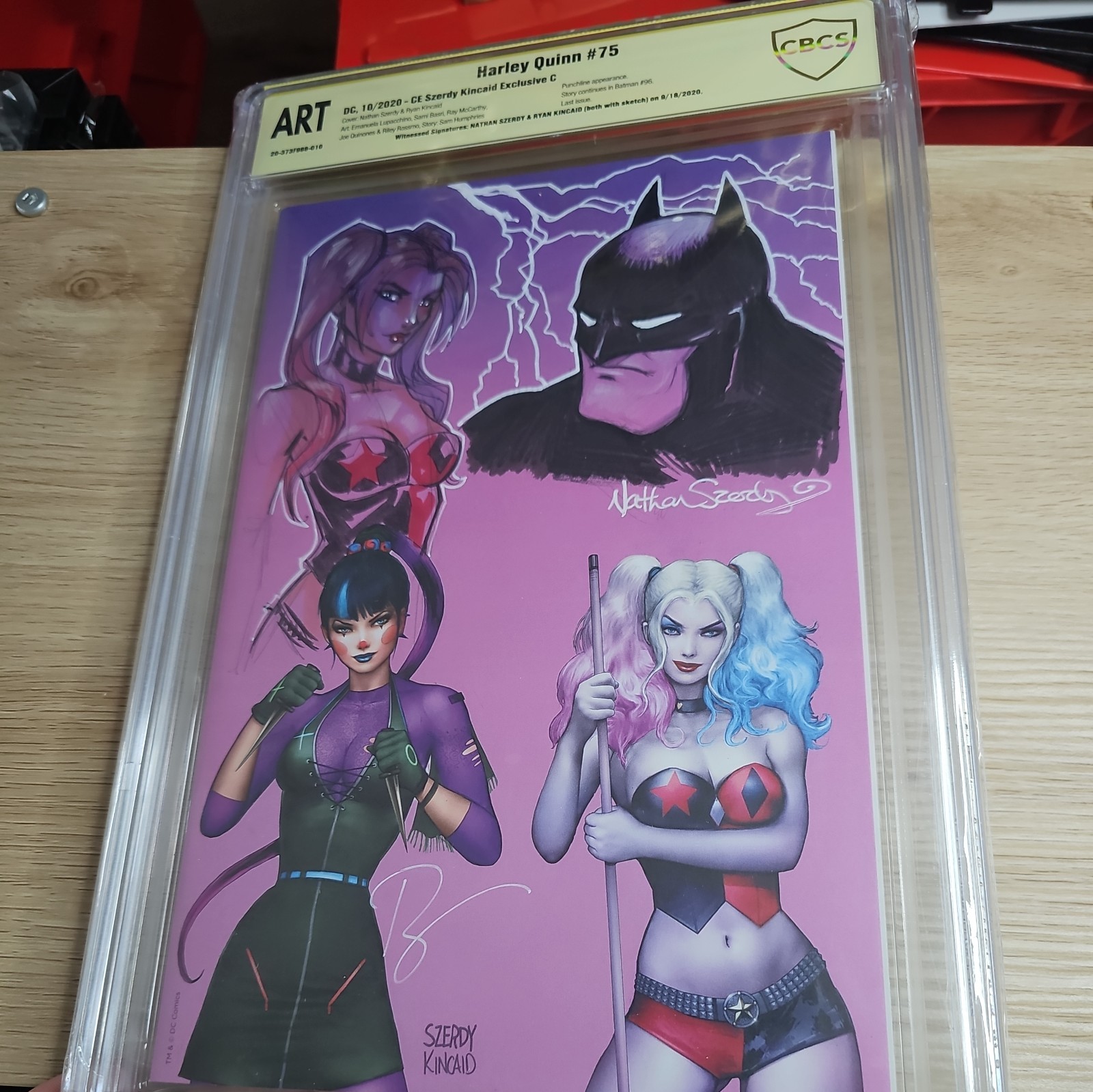 Harley Quinn #75 CE Exclusive C Signed & sketched by kincaid & szerdy cbcs art