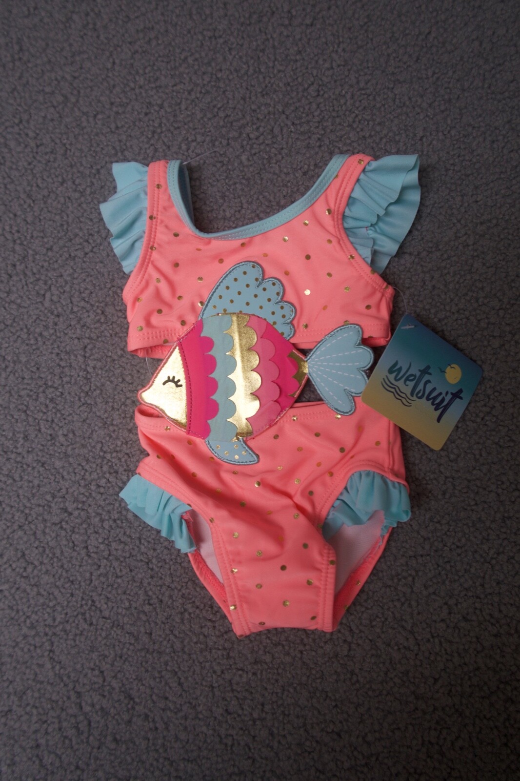 wetsuit club Baby Girl Swimsuit Pink Beach Bathing Suit one piece ruffle 9M NEW