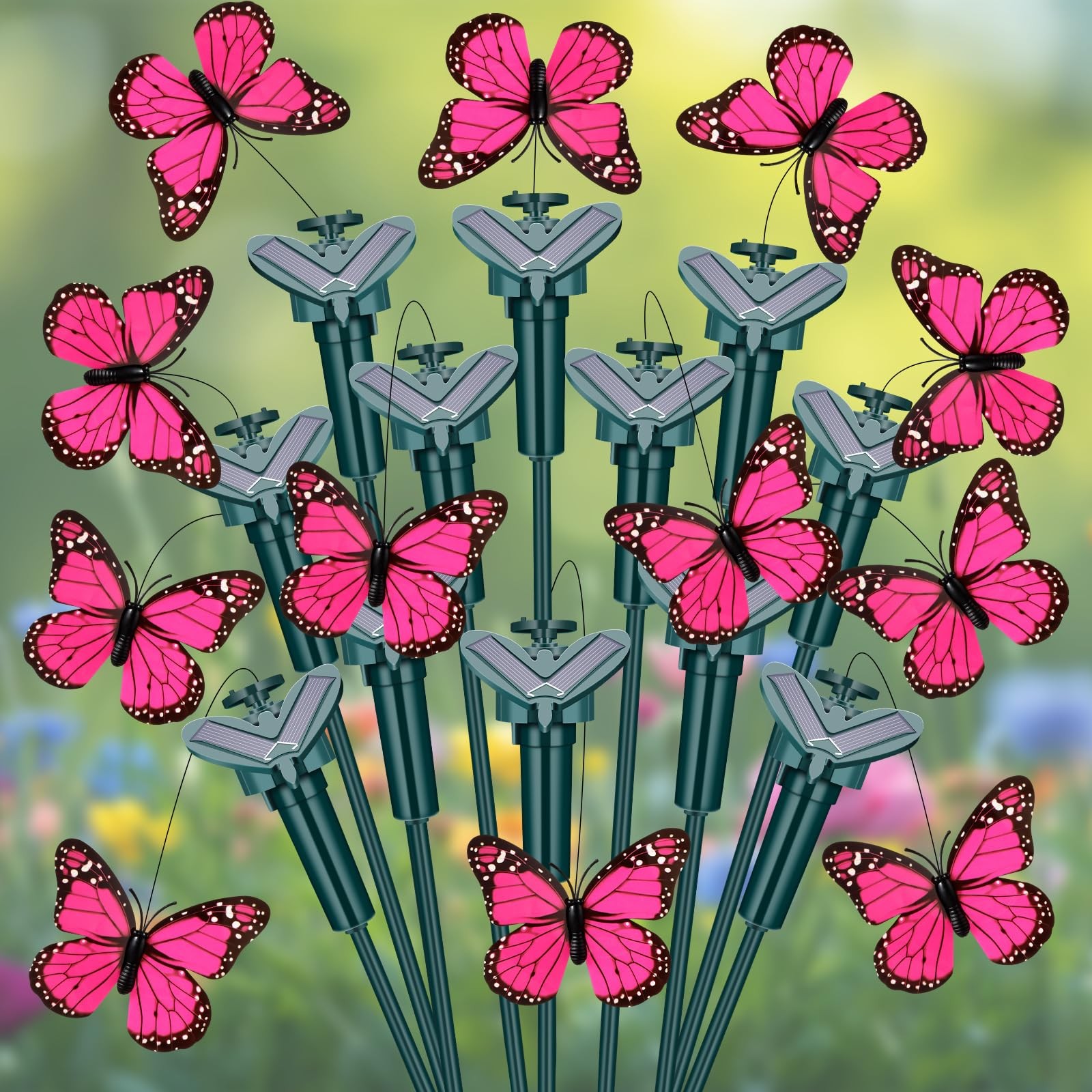 Butterfly Garden Stakes Decorative, Solar Moving Fluttering Butterfly Outdoor...