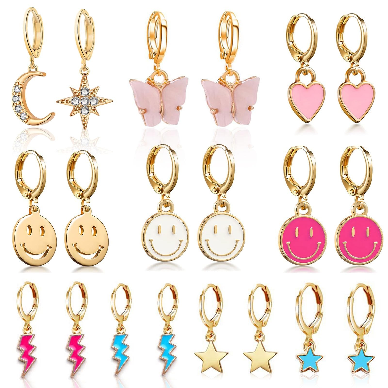 Preppy Earrings for Women Drop Dangle Earrings Set Aesthetic Earring Packs fo...