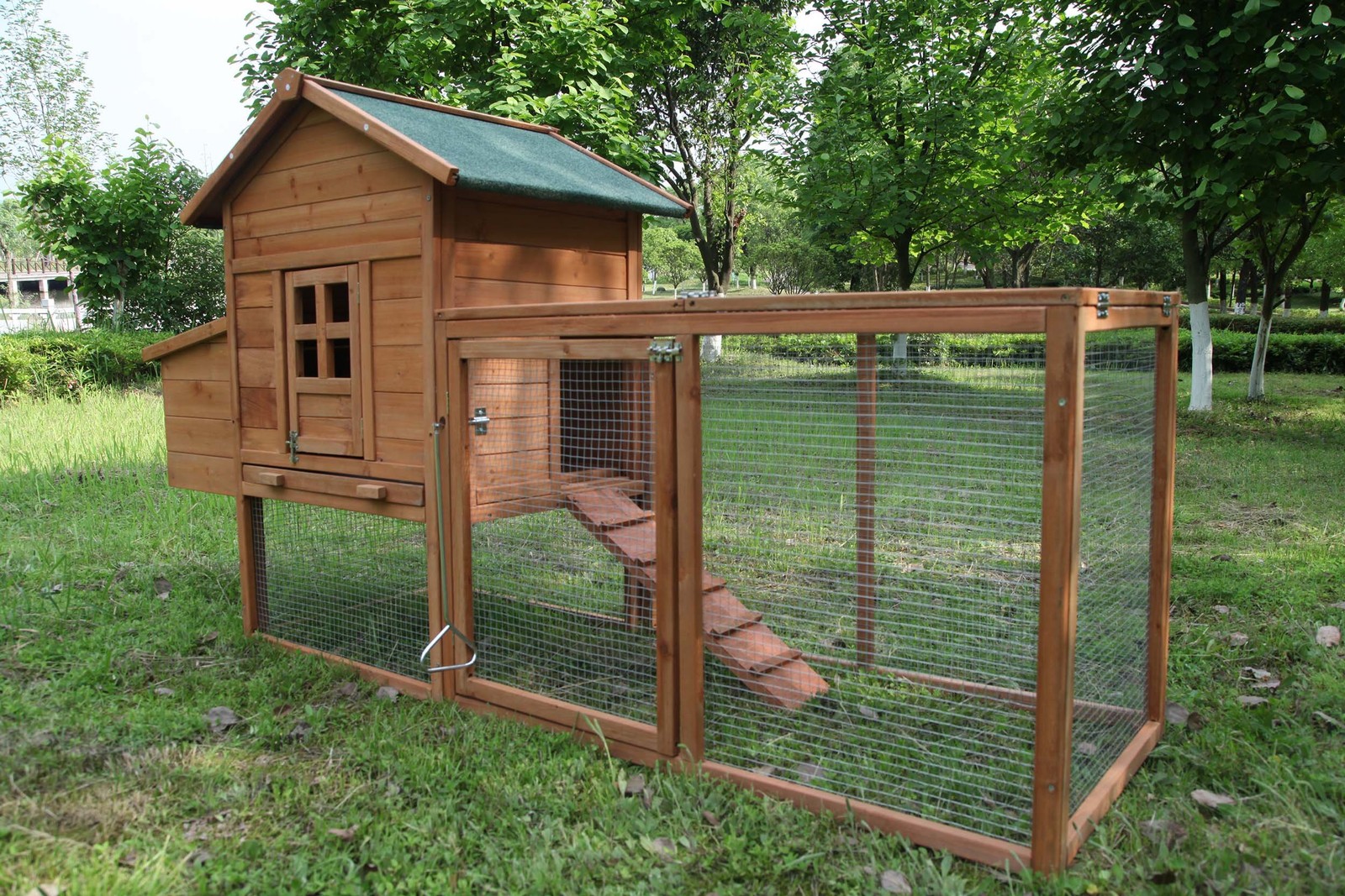 Outdoor Chicken Coop for 2-4 Chickens Wooden Hen House Pet Hutch Run Cage