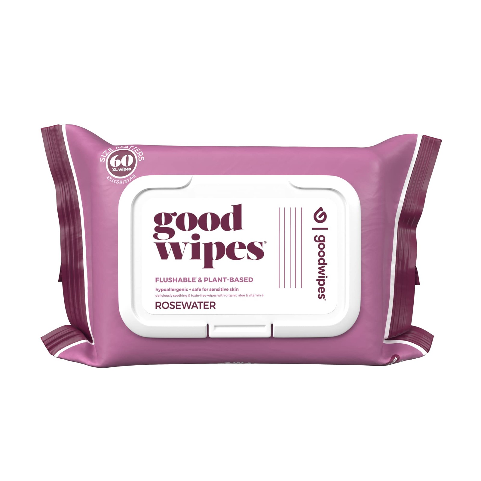 goodwipes Flushable Butt Wipes Made with Vitamin 60 Count (Pack of 1), White 