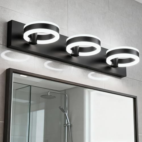 LED Bathroom Light Fixtures, 24inch Vanity Lights, Modern 3 3 Lights Black