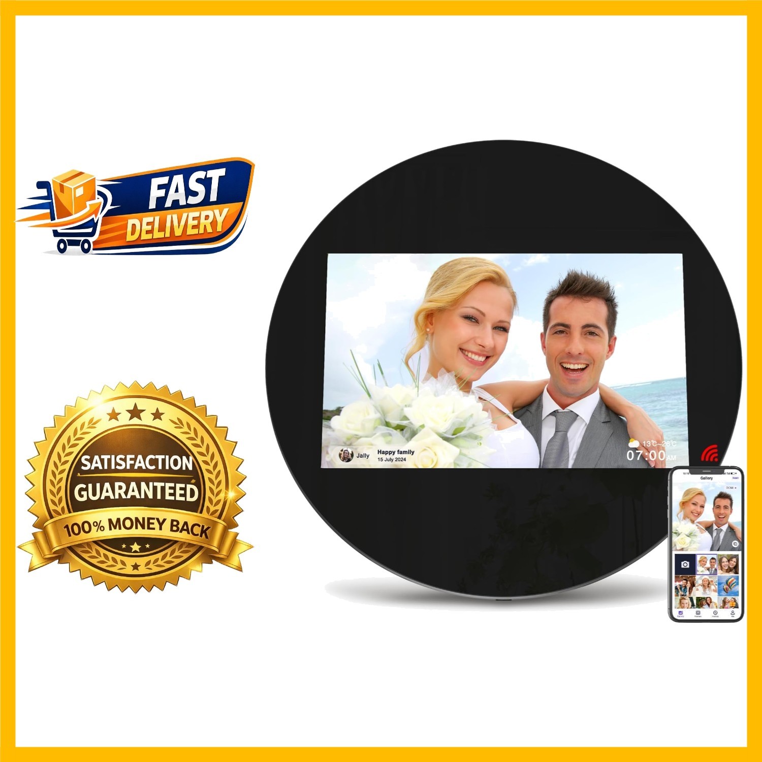 32GB WiFi Digital Picture Frame with Auto-Rotate & Instant Sharing via Uhale App