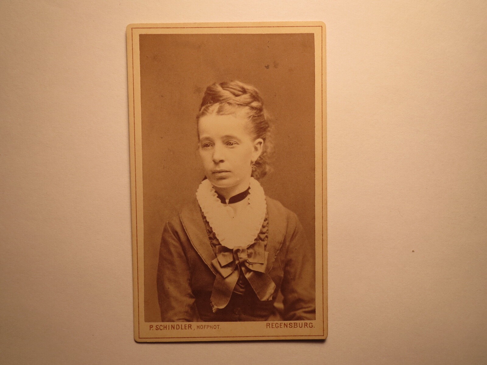 Girl - young woman with braid - portrait / CDV P. Schindler Regensburg