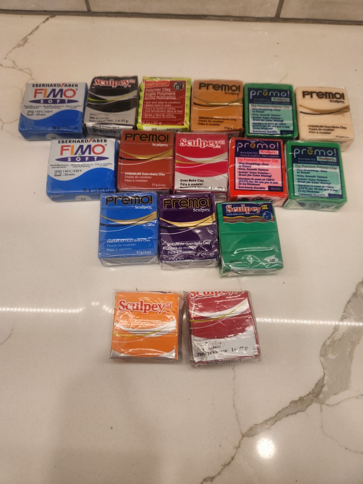 Polymer clay lot of 17 Mixed Colors and brands Fimo Sculpey Premo Craft Smart