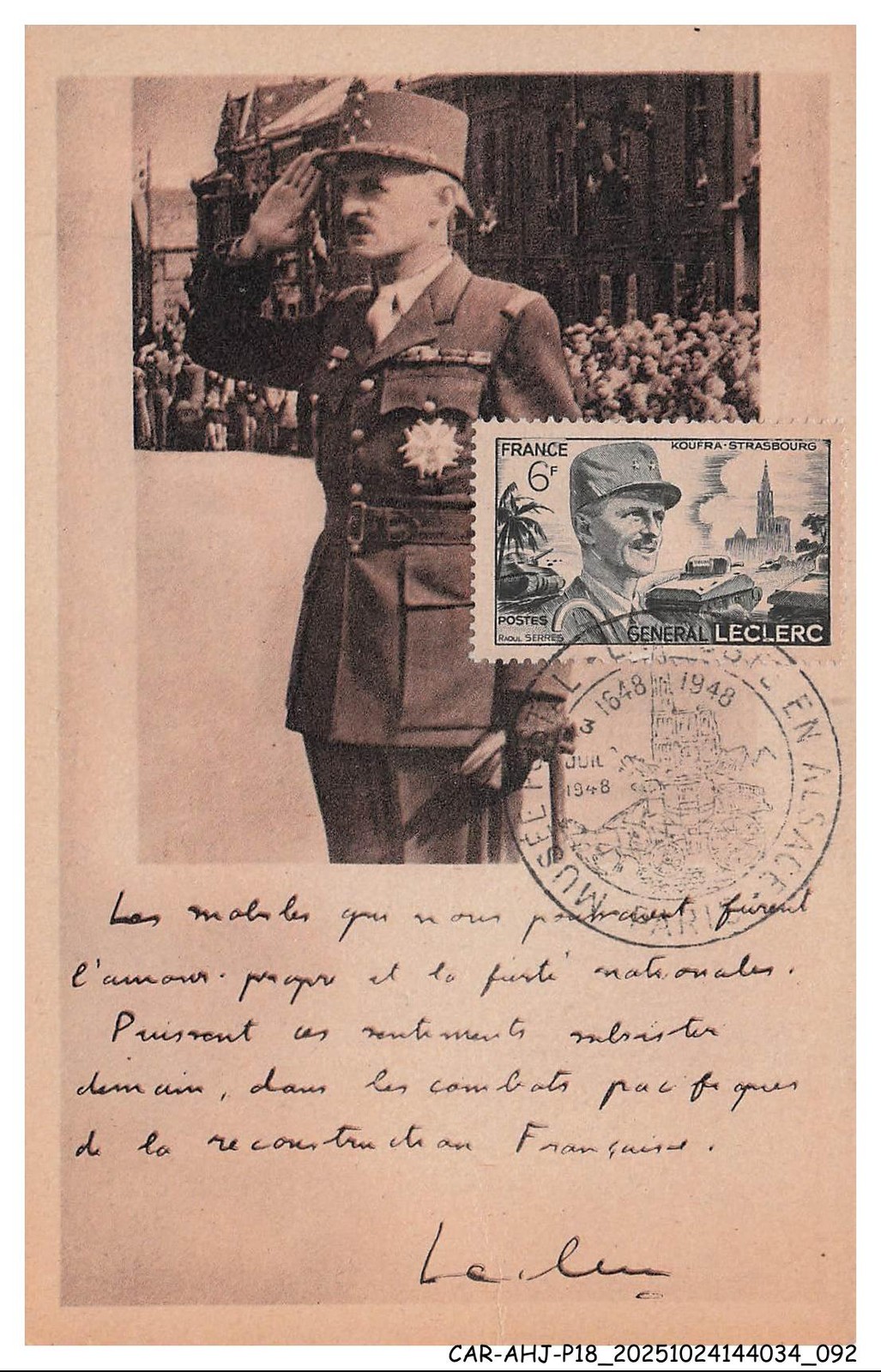 CAR-AHJP18-0885-MAXIMUN Card - Général Leclerc - 1948