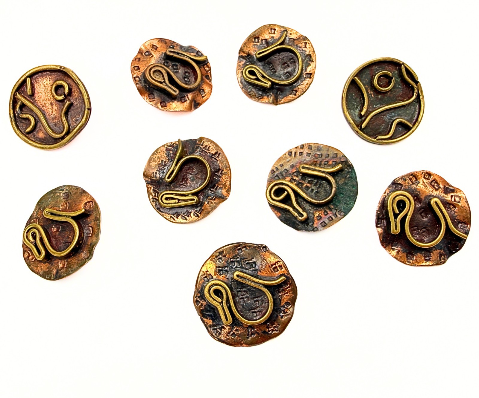 Antique Mexican Hammered Copper Molded Duck Wired Collectible Button