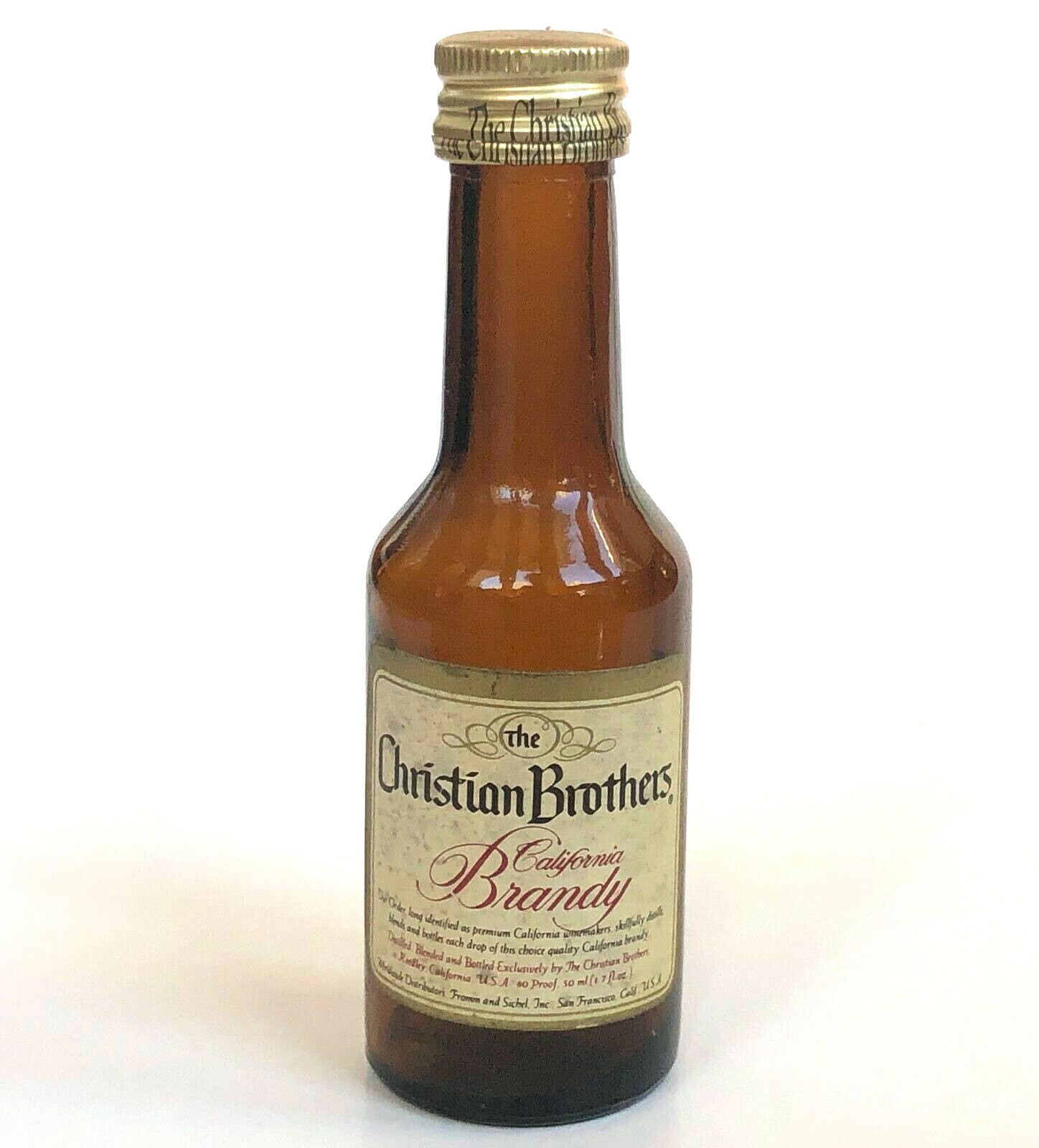 Christian Brothers Brandy Miniature Liquor Bottle California Brown Vintage Empty