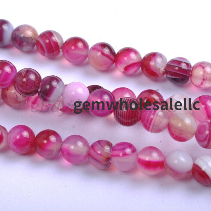 Wholesale 450pcs Natural Rose Red Agate Stone Round Loose Beads 8MM 10 Strands