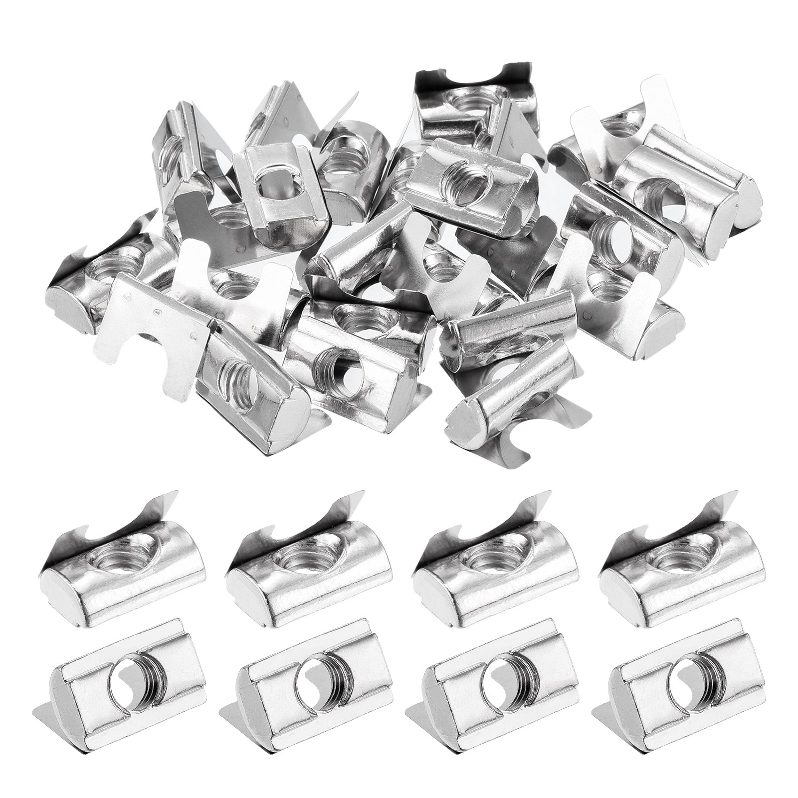 20Pcs M8 T Nuts Roll in Spring Carbon Steel Nickel Plated 3030/4040 Series