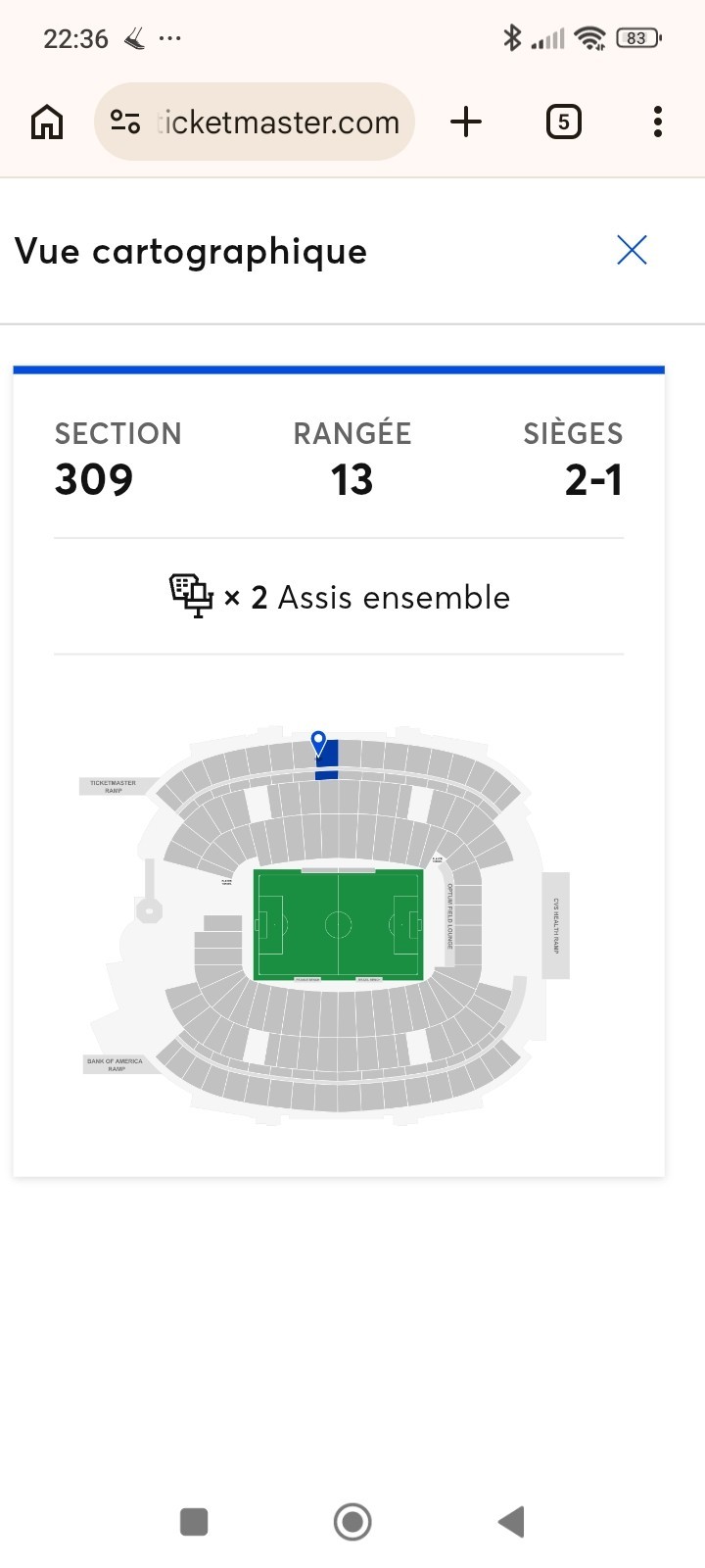 2 billets soccer france bresil a boston