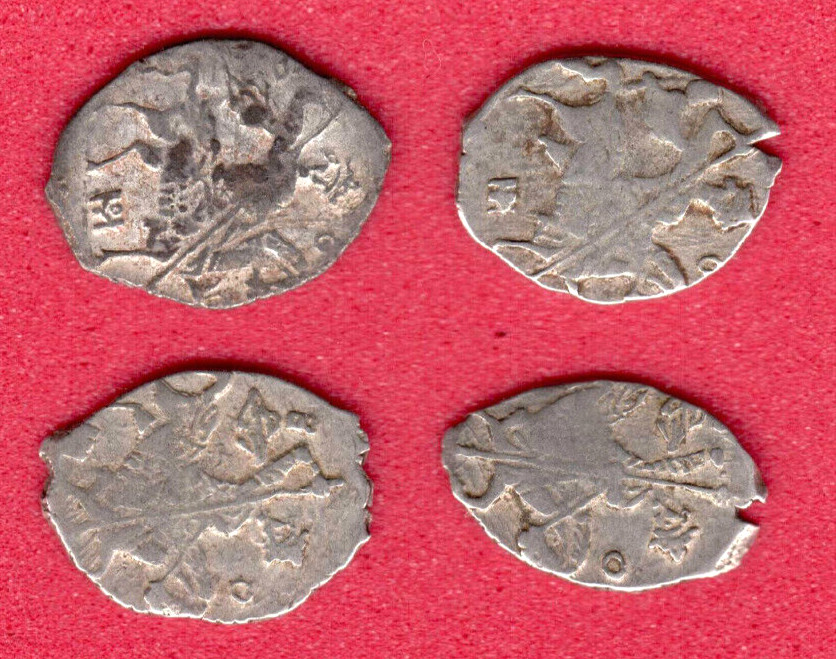Russia Wire Silver Kopecks Boris Godunov Moscow ca 1604 Lot of 4 Coins 5231