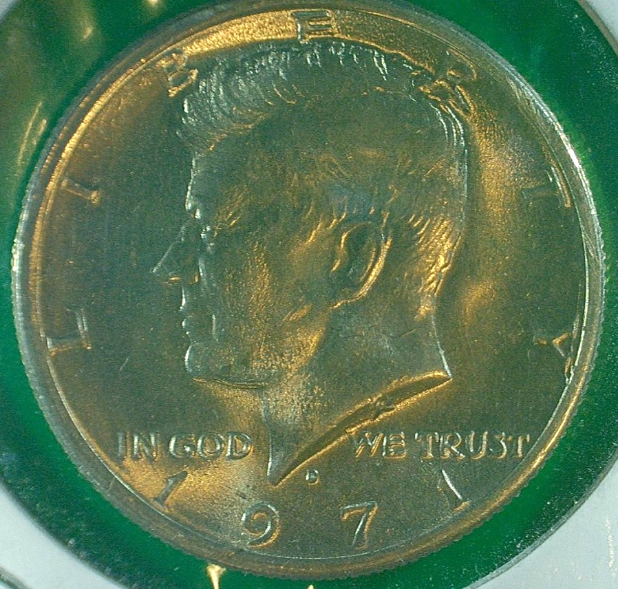 WORLD COIN SALE-1971 D U.S. KENNEDY 1/2 DOLLAR-CLAD COMPOSITION COIN km#202b