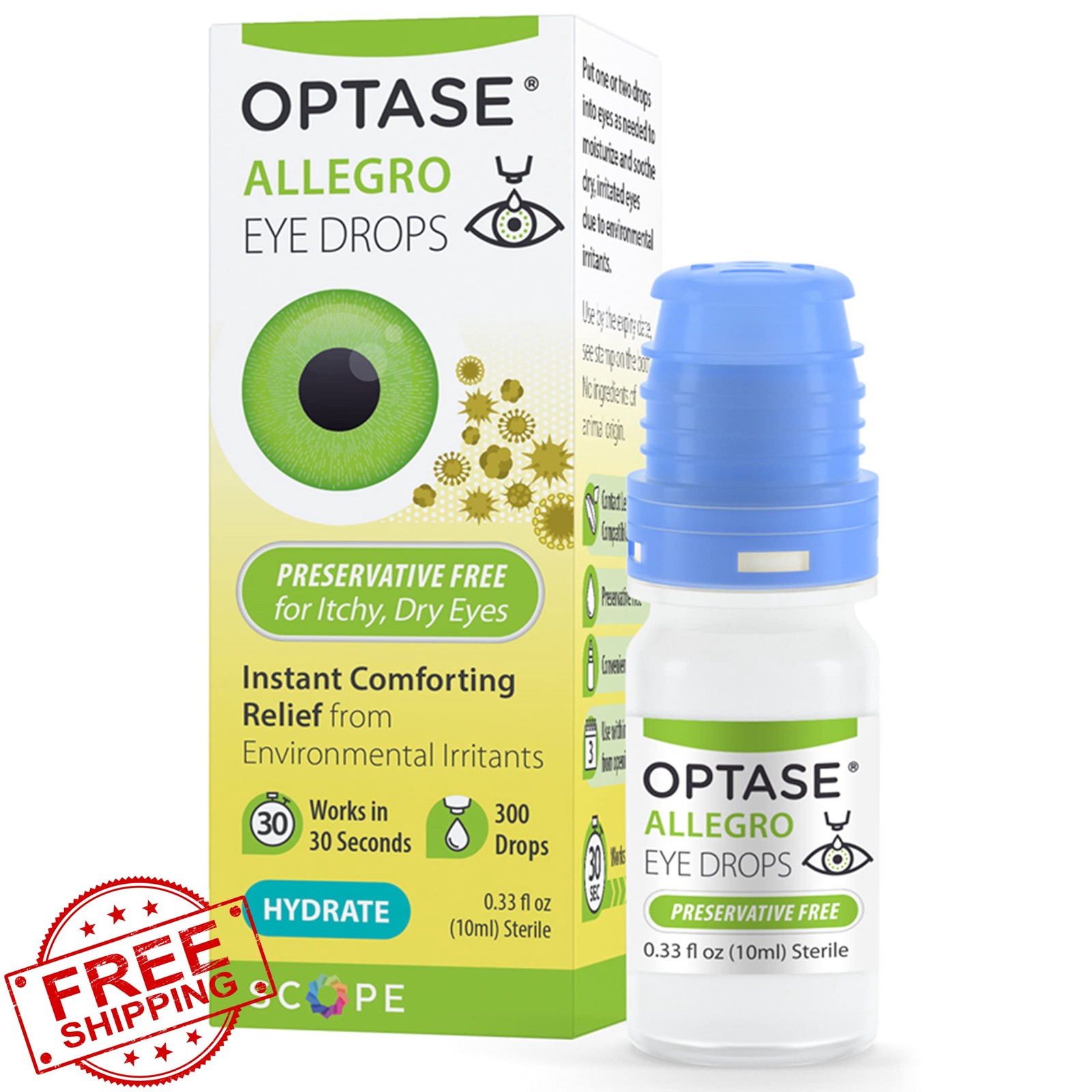 OPTASE Allegro Preservative Free Lubricant Eye Drops for Dry Eyes 0.33 oz